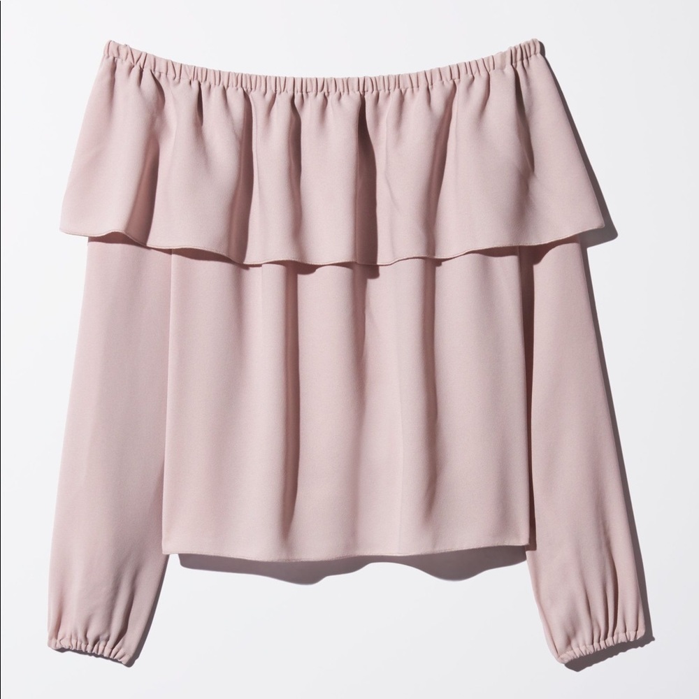 Wilfred morel off the shoulder ruffle blush blouse